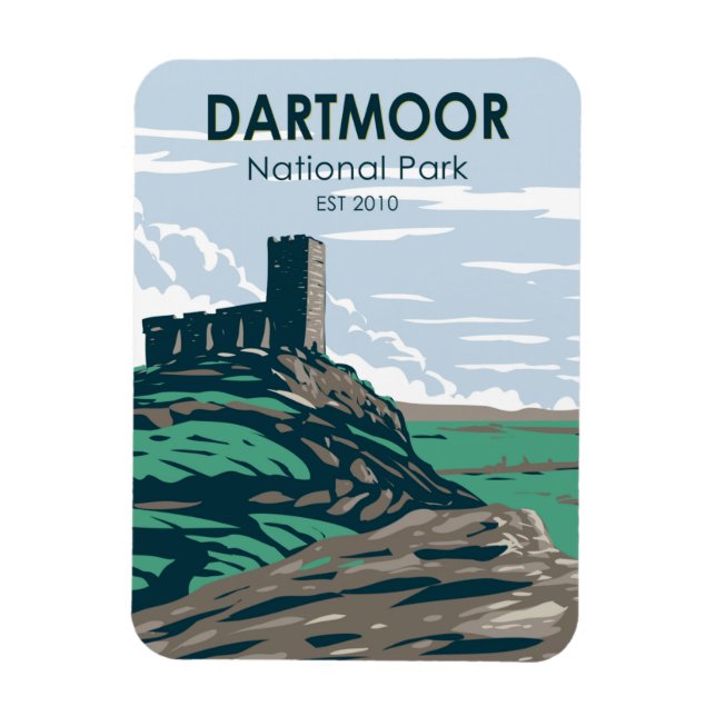Dartmoor National Park Castle Ruins England Magnet (Vertikal)
