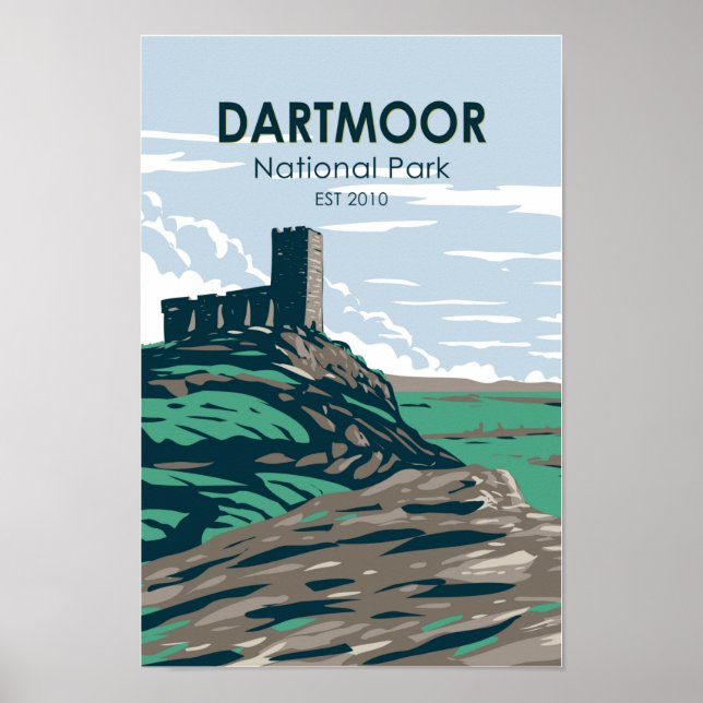 Dartmoor National Park Castle Ruins England Poster (Framsidan)
