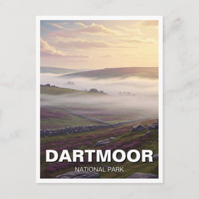 Dartmoor National Park Misty Travel Vykort (Framsida)