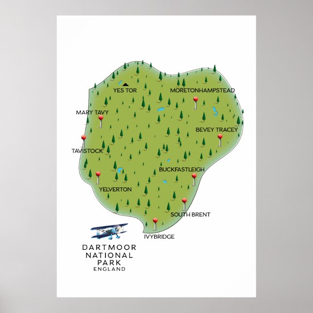 Dartmoor nationalpark England Karta Poster (Framsidan)