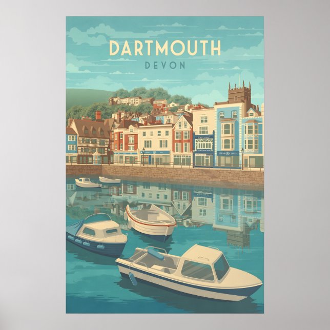 Dartmouth Devon Seaside Travel Poster (Framsidan)