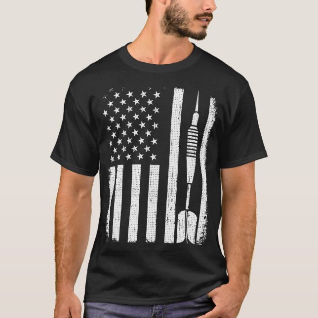 Darts American Flagga Funny Darts Gift För manar T Shirt (Framsida)