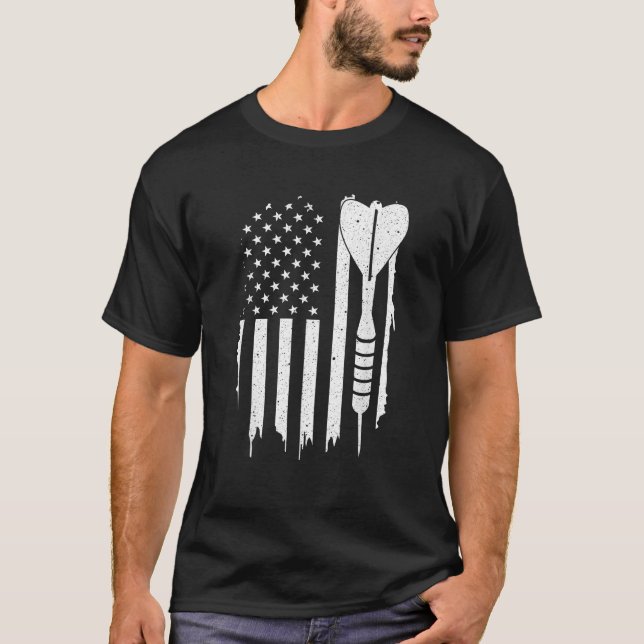 Darts American Flagga Funny Darts Gift För manar W T Shirt (Framsida)