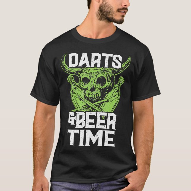 Darts and Beer Time Älskare Dartboard Coola Funny T Shirt (Framsida)