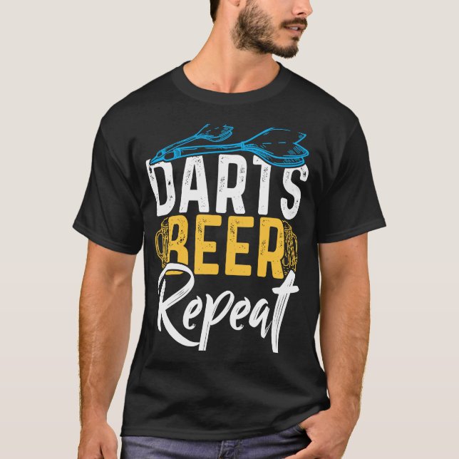 Darts Beer Repeat  Dart Player T Shirt (Framsida)