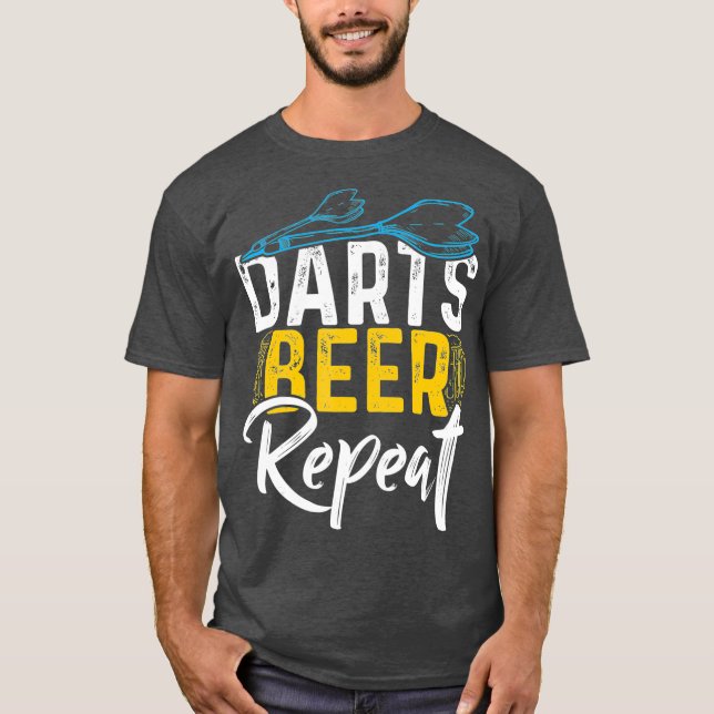 Darts Beer Repeat Funny Dart Player T Shirt (Framsida)