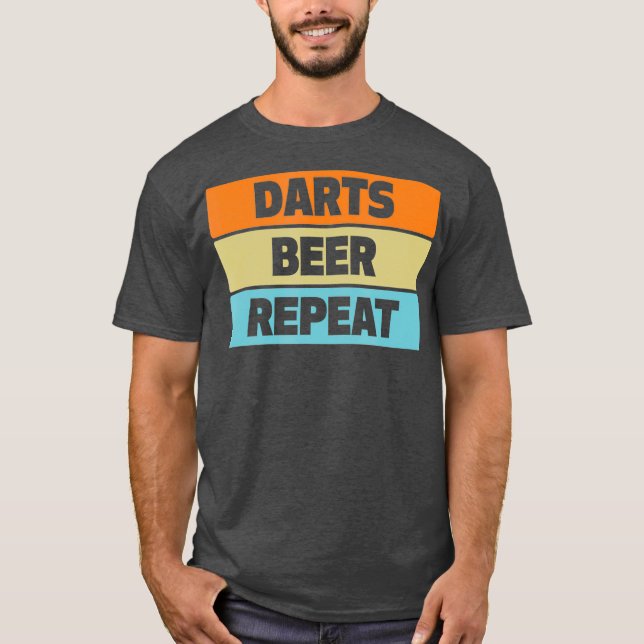 Darts Beer Repeat Funny Dartboard League T Shirt (Framsida)