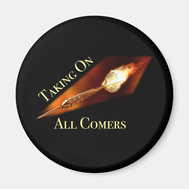 Darts Champion tar emot alla kombier Magnet (Framsidan)