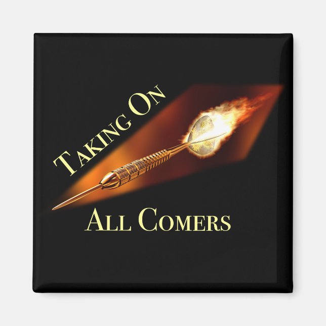 Darts Champion tar emot alla kombier Magnet (Framsidan)