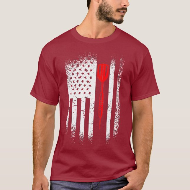 Darts Dart Arrow American Flagga T Shirt (Framsida)