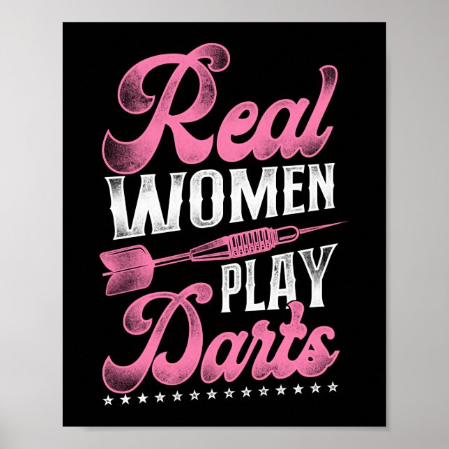 Darts Dart Real Women Play Darts Girl Poster (Framsidan)