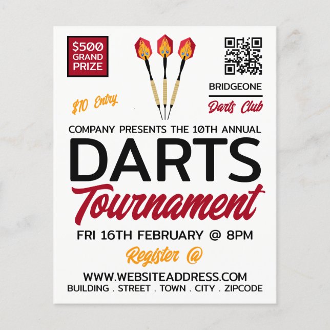 Darts Design, Darts Tournament Advertising Flygblad (Framsidan)