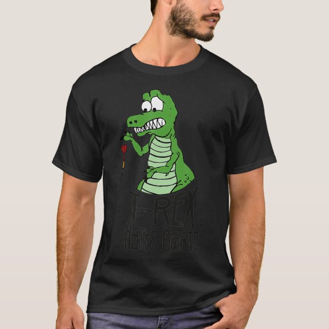 Darts Funny T-Rex Dinosaurs hatar Darts No Arm T Shirt (Framsida)