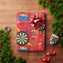 Darts Player Dartboard Tecknad Bok Mönster Presentpapper