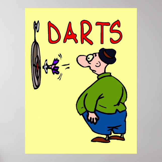 Darts Player-Tecknad Poster (Framsidan)