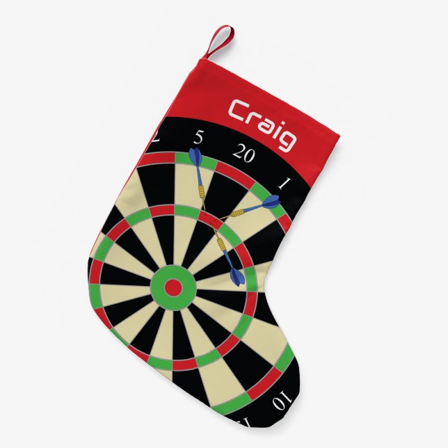 Darts Player Treble Top 180 Dartboard Personalised Liten Julstrumpa (Framsidan (Hängande))