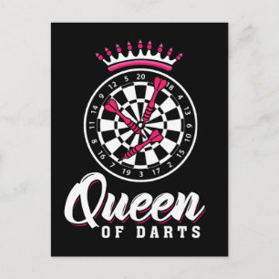 Darts Queen Dartboard Girl Dart Player Vykort