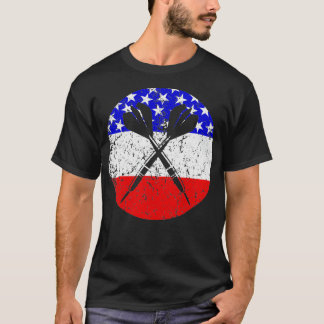 Darts Retro Stil Darts American Flagga T Shirt