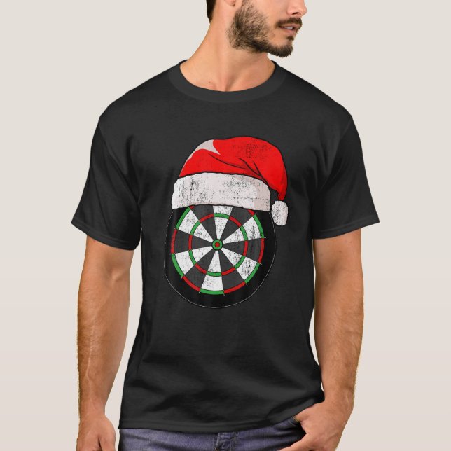 Darts Santa Hat jul Dart-Throwing Dartboard T Shirt (Framsida)