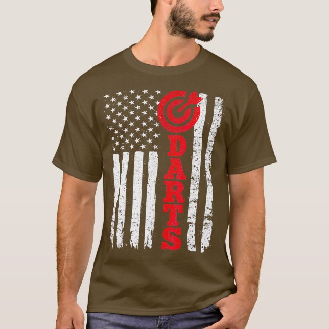 Darts Shirt USA American Flagga Sport Team Fläkt T Shirt (Framsida)
