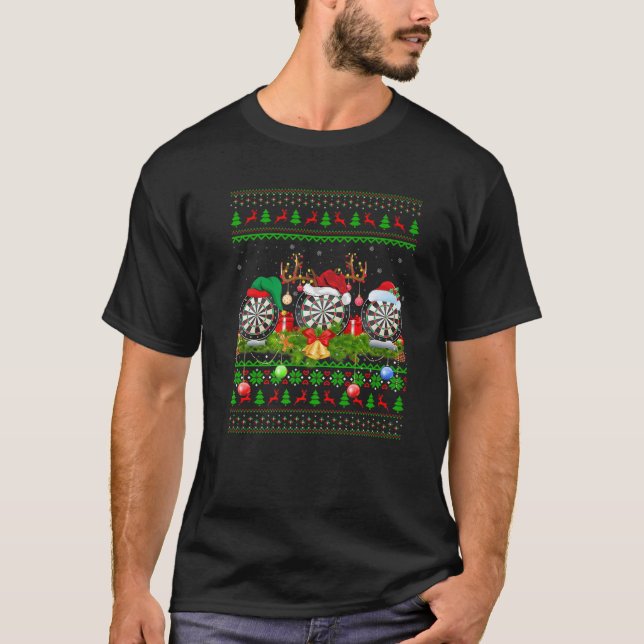 Darts Sports Älskare Julafton Santa Ugly Darts jul T Shirt (Framsida)