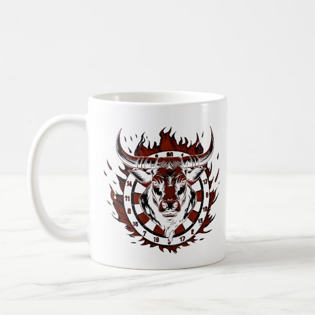 Dartscheibe Feuer Stier Bulle Spezialdesign Kaffemugg (Vänster)