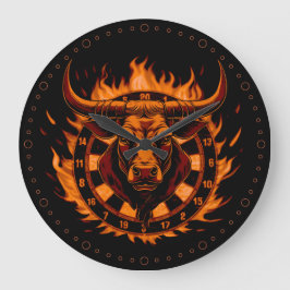 Dartscheibe Feuer Stier Bulle Spezialdesign Stor Klocka