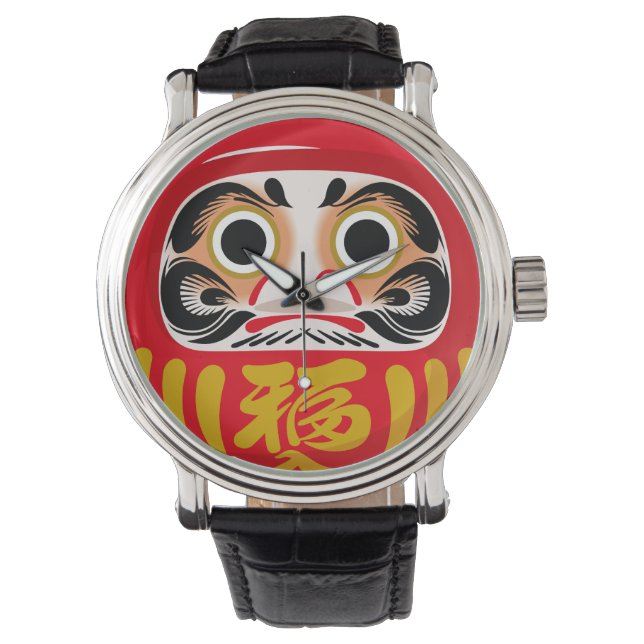 Daruma-docka (traditionell japansk lyckobringande  armbandsur (Framsida)