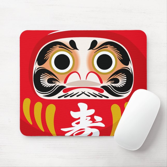 Daruma-docka (traditionell japansk lyckobringande  musmatta (Med mus)