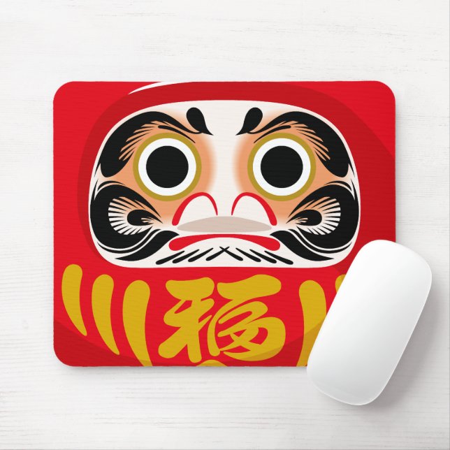 Daruma-docka (traditionell japansk lyckobringande  musmatta (Med mus)