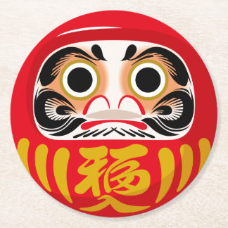 Daruma-docka (traditionell japansk lyckobringande underlägg papper rund