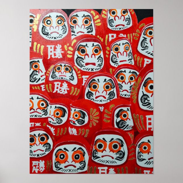 Daruma-dockor Målning av Alfred Fox Poster (Framsidan)