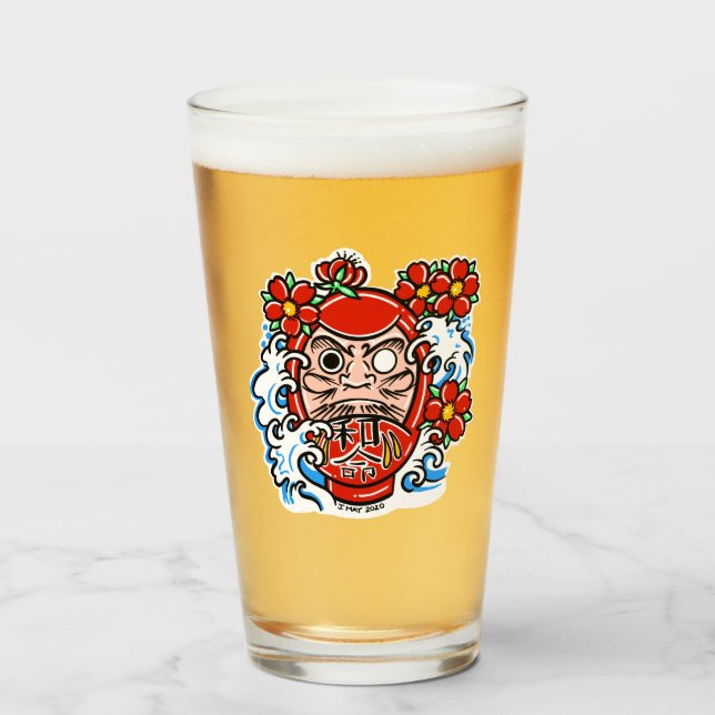 DARUMA DOLL Craft Beer Pint Glass Glaskopp (Framsida fylld)