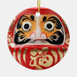 Daruma doll julgransprydnad keramik