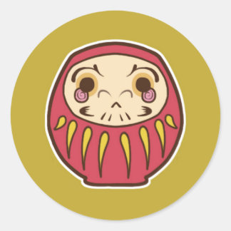 Daruma Doll Sticker Runt Klistermärke