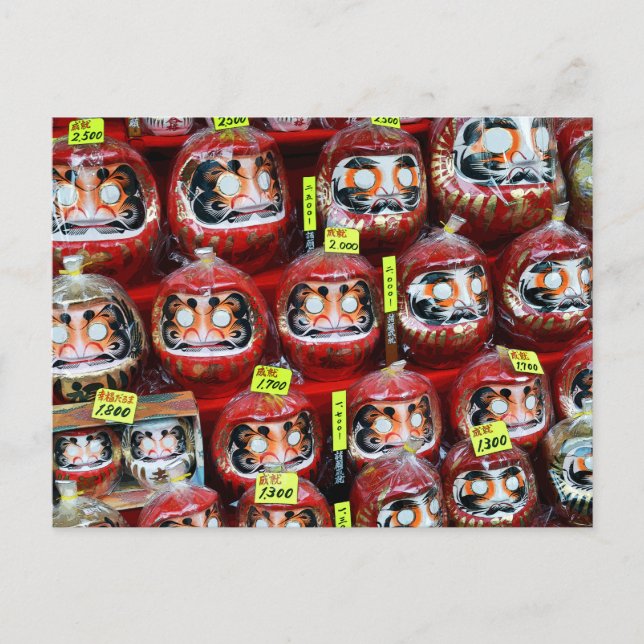 Daruma Lycka till Dolls of Japan Vykort (Framsida)
