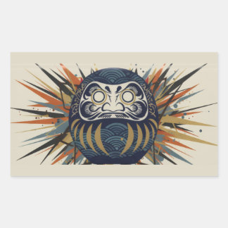 Daruma Skateboard – Japanese Ukiyo-e Inspired Art Rektangulärt Klistermärke