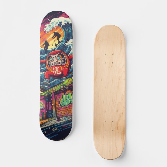 Daruma Skateboard – Japanese Ukiyo-e Street Art (Framsida)