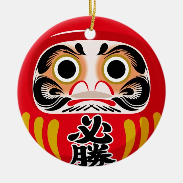 Darumadoll (traditionell japansk charm från lycka  julgransprydnad keramik (Framsidan)
