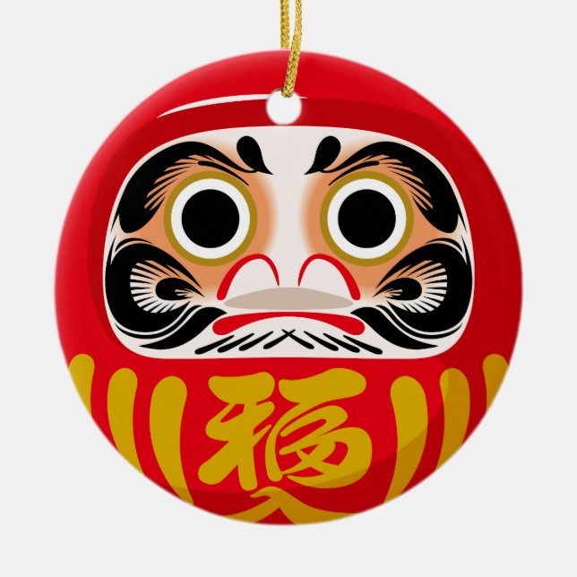 Darumadoll (traditionell japansk charm från lycka  julgransprydnad keramik (Framsidan)