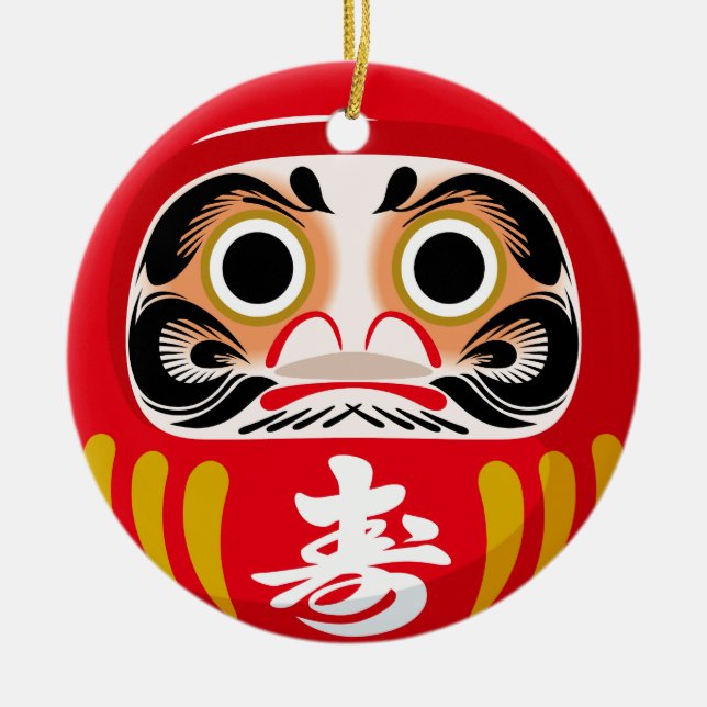 Darumadoll (traditionell japansk charm från lycka  julgransprydnad keramik (Framsidan)