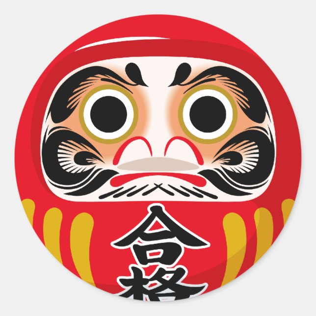 Darumadoll (traditionell japansk charm från lycka  runt klistermärke (Framsida)