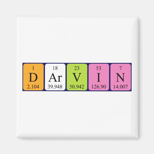 Darvin periodisk bord namn magnet (Framsidan)