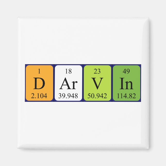 Darvin periodisk bord namn magnet (Framsidan)