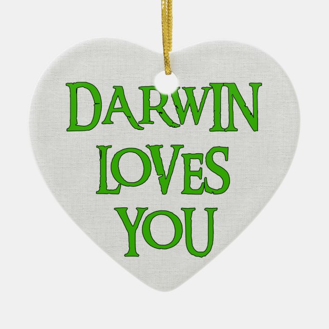 Darwin älskar dig julgransprydnad keramik (Framsidan)