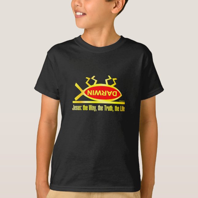 Darwin är död tee shirt (Framsida)