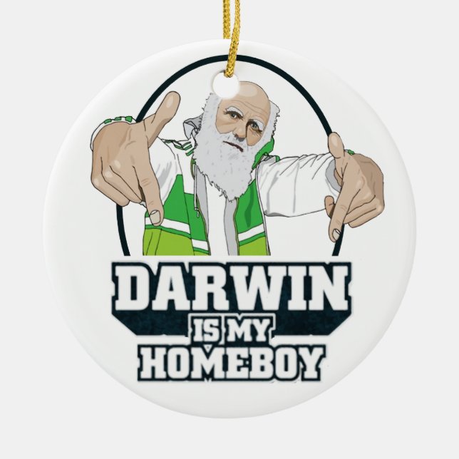 Darwin är min Homeboy (full färg) Julgransprydnad Keramik (Framsidan)