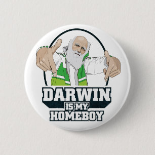 Darwin är min Homeboy (full färg) Knapp