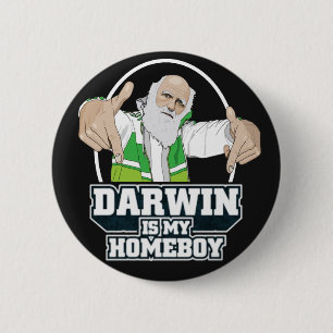 Darwin är min Homeboy (full färg) Knapp