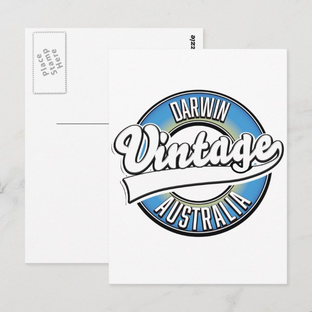 Darwin australien Vintage-logotyp Vykort (Fram/baksida)